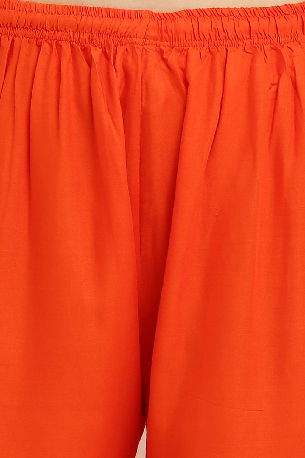 PAVONINE Orange Color Straight Fit Rayon Fabric Palazzo | Grocsy