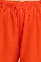 PAVONINE Orange Color Straight Fit Rayon Fabric Palazzo | Grocsy