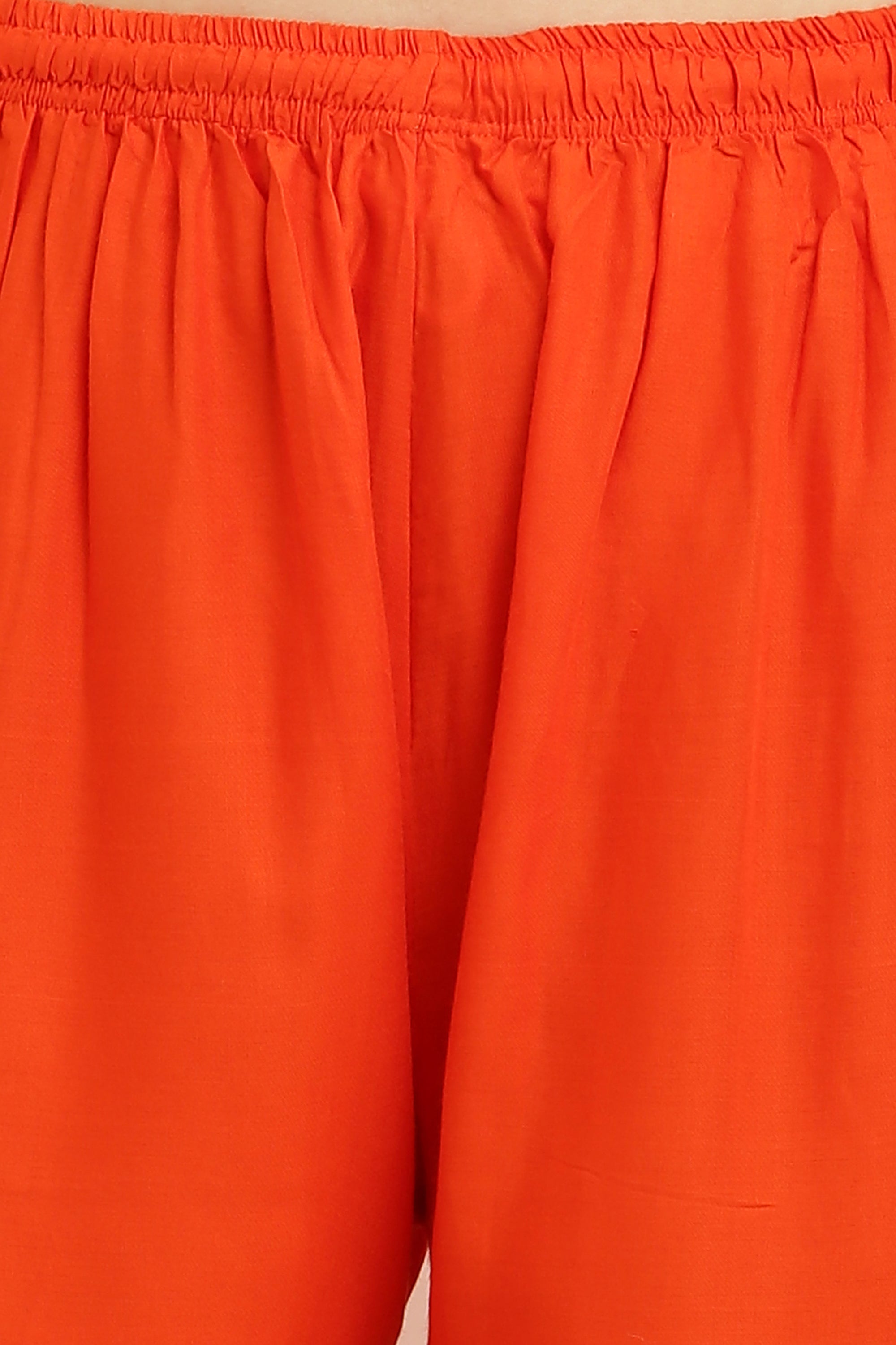 PAVONINE Orange Color Straight Fit Rayon Fabric Palazzo | Grocsy