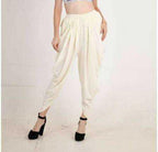 PAVONINE Off-White Color Solid Beetel Rayon Fabric Patiala For Women & Girls | Grocsy