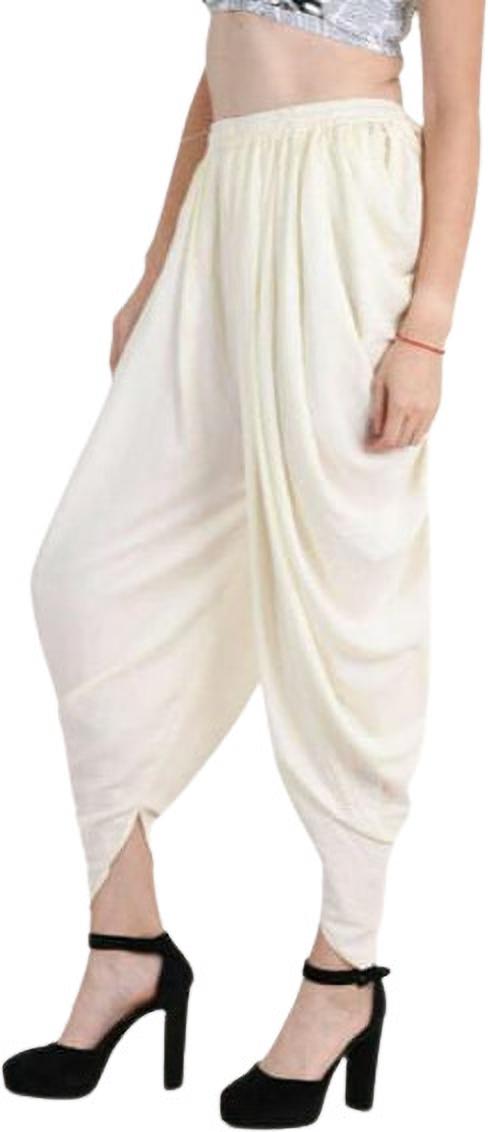 PAVONINE Off-White Color Solid Beetel Rayon Fabric Patiala For Women & Girls | Grocsy