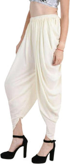 PAVONINE Off-White Color Solid Beetel Rayon Fabric Patiala For Women & Girls | Grocsy