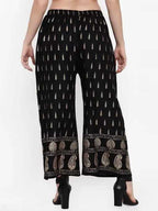 PAVONINE Black Color Rayon Fabric Bhutta Print Palazzo For Women | Grocsy