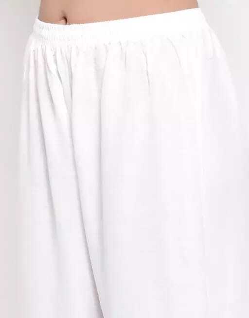 PAVONINE White Color Rayon Fabric Zig-Zag Printed Palazzo For Women | Grocsy