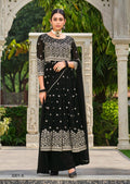 Anaita Black Faux Georgette Plazzo Suit With Embroidery & Sequins Work | Grocsy