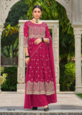 Anaita Red Faux Georgette Plazzo Suit With Embroidery & Sequins Work | Grocsy