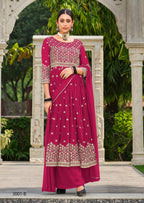 Anaita Red Faux Georgette Plazzo Suit With Embroidery & Sequins Work | Grocsy