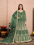Anaita Green Embroidered Net Anarkali Suit | Grocsy