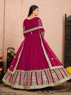 Anaita Pink Embroidered Net Anarkali Suit | Grocsy