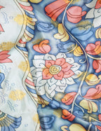 Shades of Sky Blue Colour Floral Design Banaras Semi Silk Saree By Gayathri Reddy Designer Studio | Grocsy