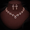 Tehzeeb Creations Gold-Polished Lavender Diamond Necklace With Earrings | Grocsy