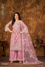 Anaita Pink Embroidered Net Plazzo Suit | Grocsy
