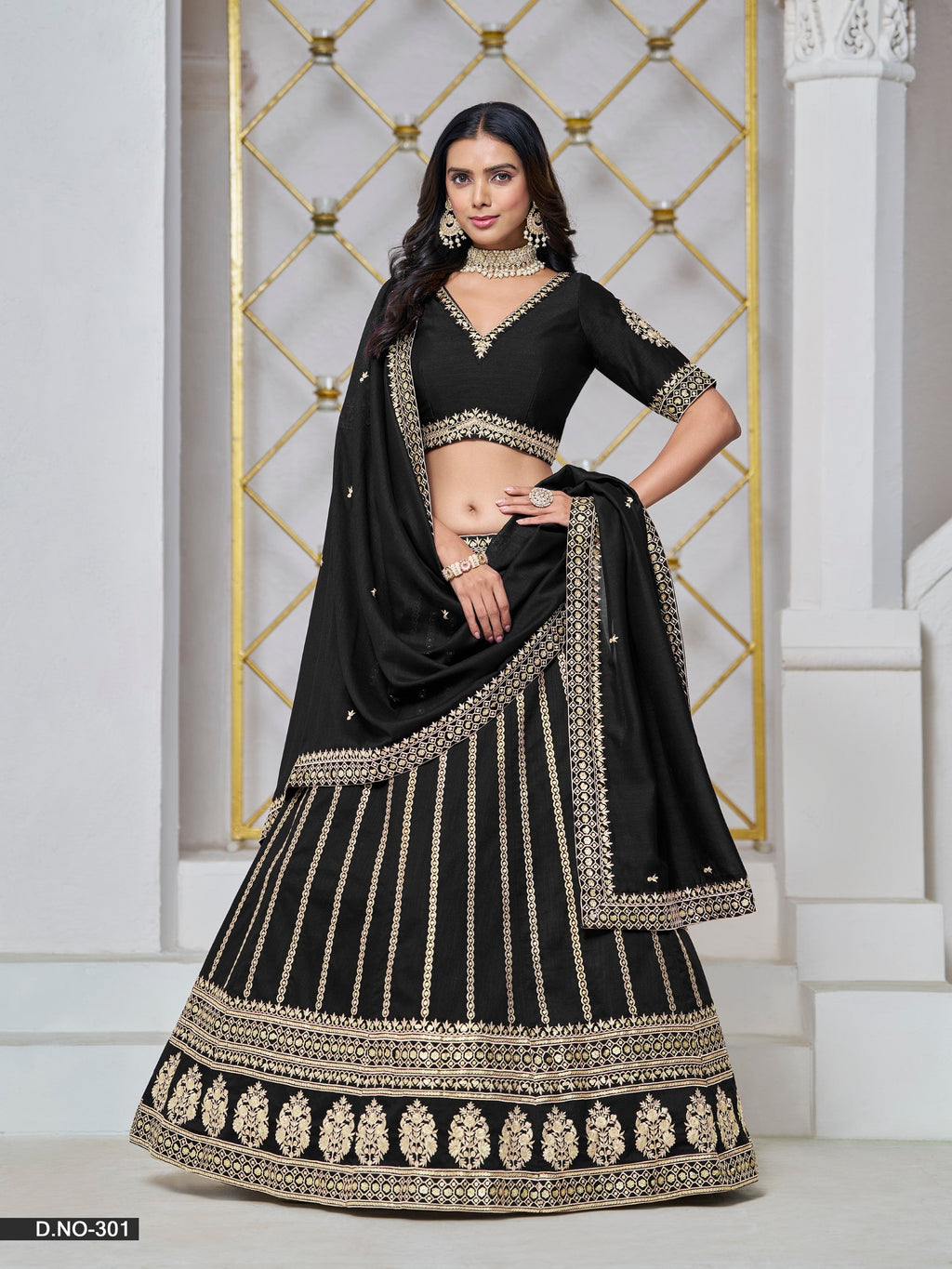 Anaita Black Embroidered Art Silk Designer Lehenga With Blouse | Grocsy