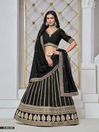 Anaita Black Embroidered Art Silk Designer Lehenga With Blouse | Grocsy