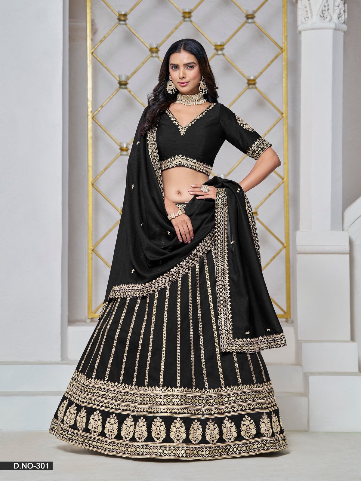 Anaita Black Embroidered Art Silk Designer Lehenga With Blouse | Grocsy