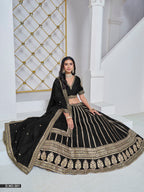 Anaita Black Embroidered Art Silk Designer Lehenga With Blouse | Grocsy