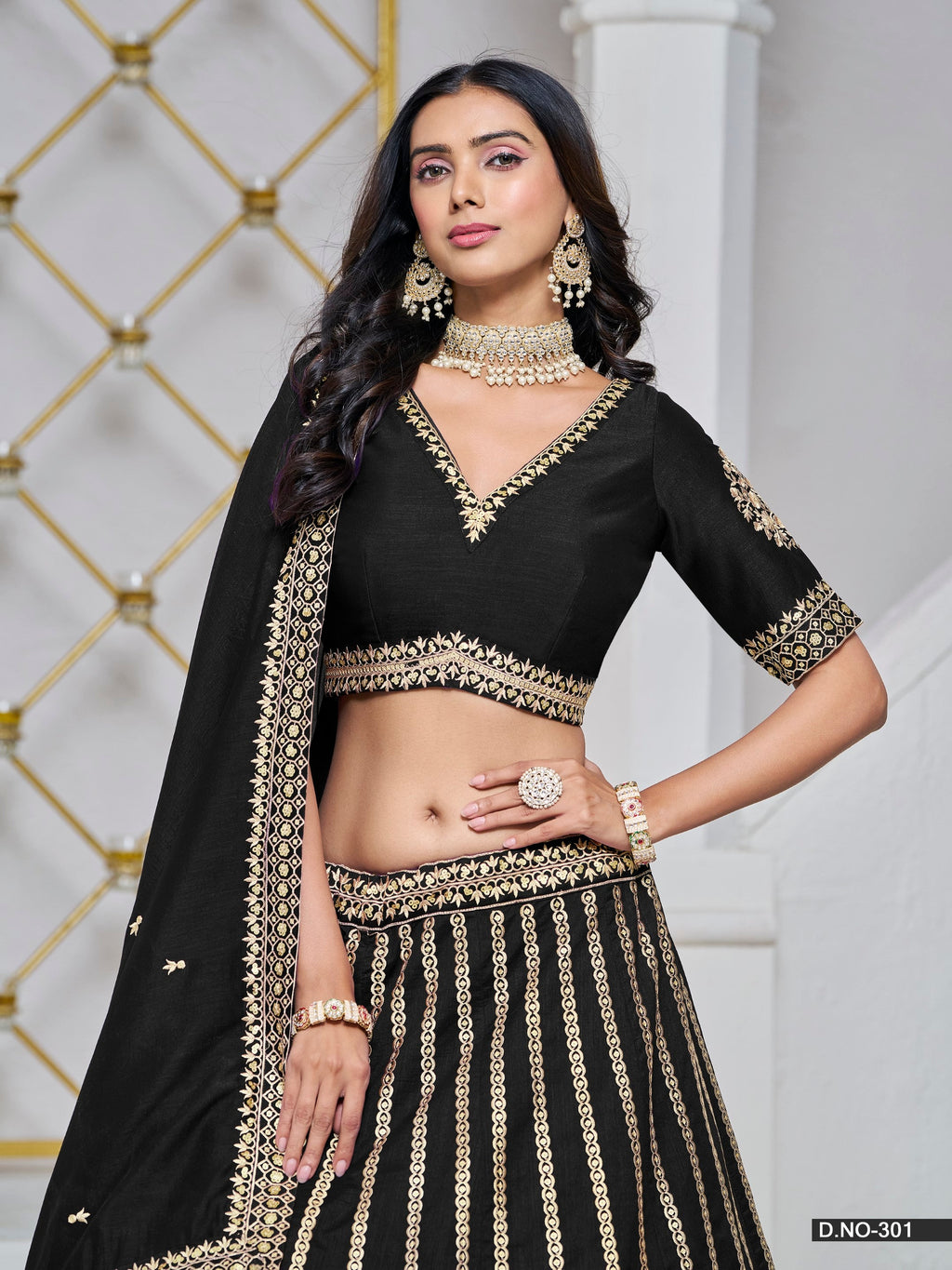 Anaita Black Embroidered Art Silk Designer Lehenga With Blouse | Grocsy
