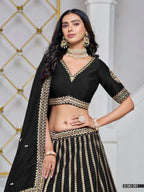 Anaita Black Embroidered Art Silk Designer Lehenga With Blouse | Grocsy