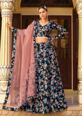 Anaita Black Silk Lehenga Choli With Floral Printed Work | Grocsy