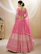 Tulsi Art Glamorous Pink Sequins Georgette Engagement Wear Lehenga Choli | Grocsy