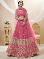 Tulsi Art Glamorous Pink Sequins Georgette Engagement Wear Lehenga Choli | Grocsy