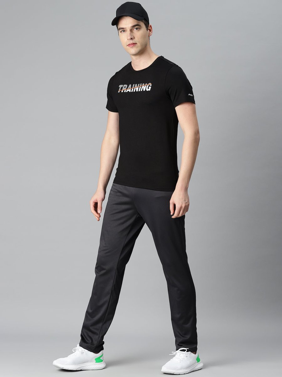 Alcis Men Typography Printed Anti Static Slim Fit Sports T-shirt | Grocsy