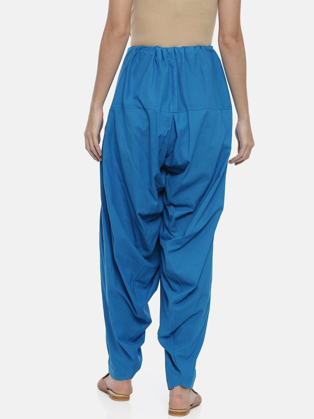 Souchii Turquoise Blue Solid Loose-Fit Patiala | Grocsy