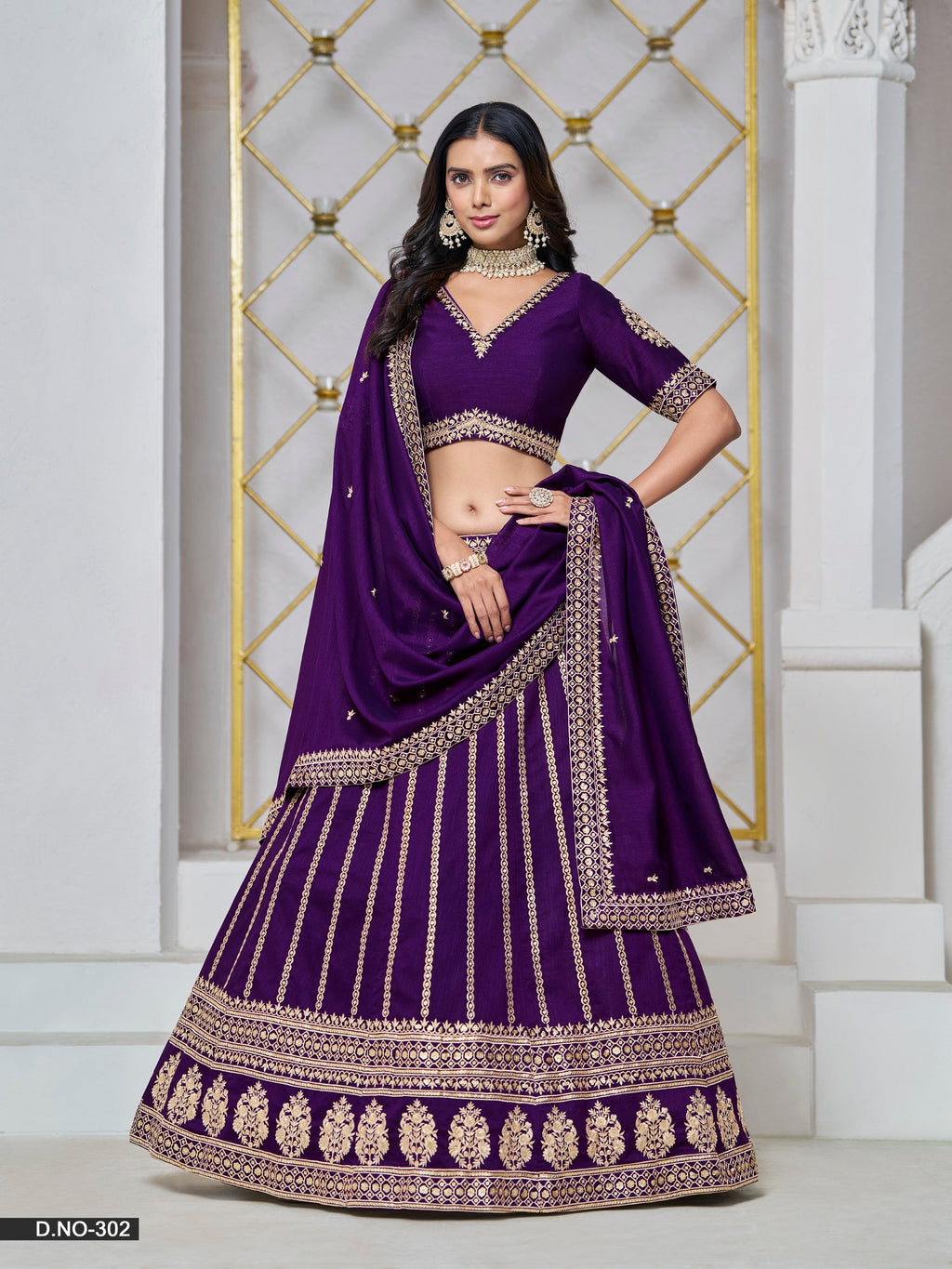 Anaita Purple Embroidered Art Silk Designer Lehenga With Blouse | Grocsy
