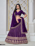 Anaita Purple Embroidered Art Silk Designer Lehenga With Blouse | Grocsy