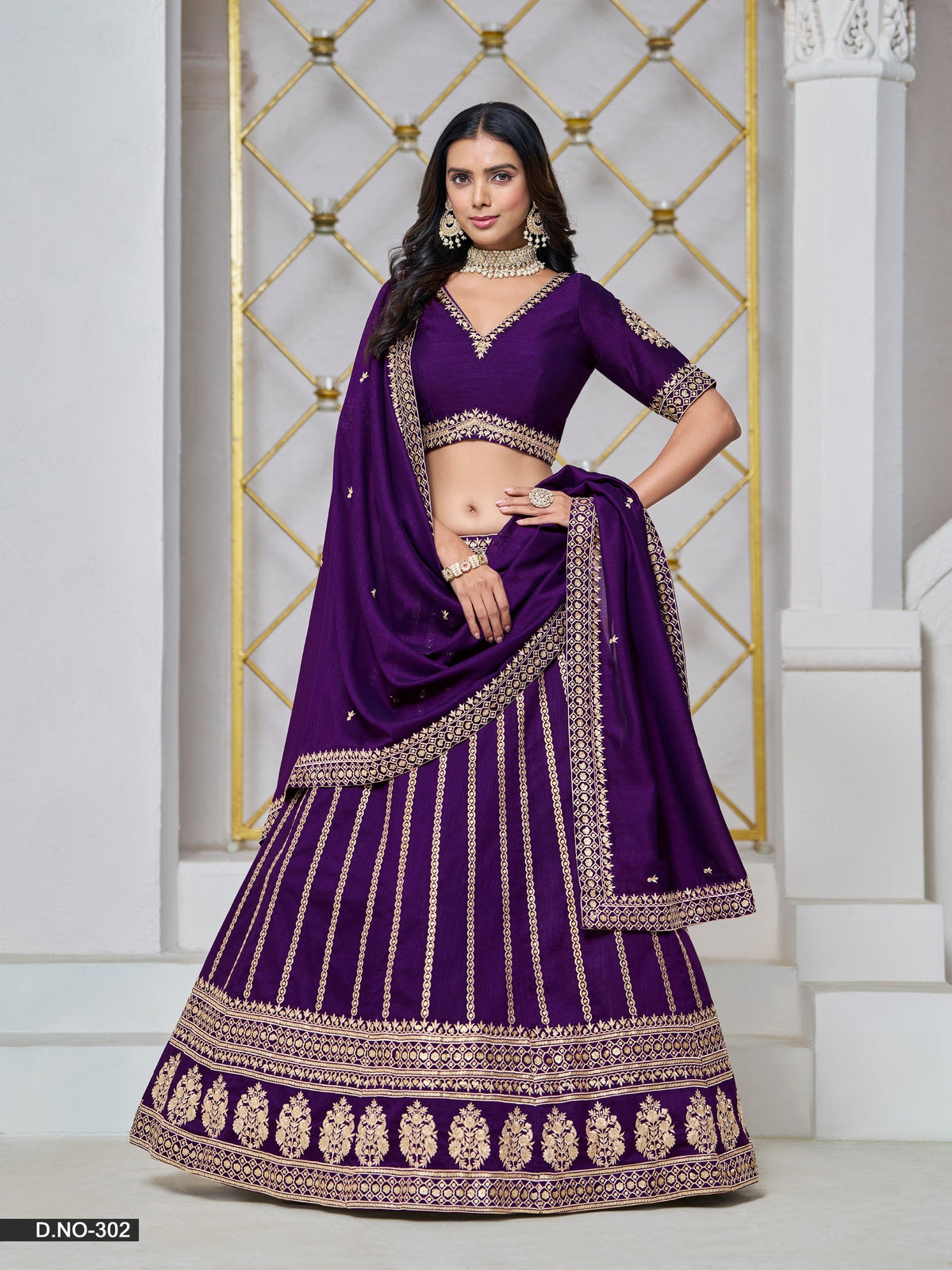 Anaita Purple Embroidered Art Silk Designer Lehenga With Blouse | Grocsy