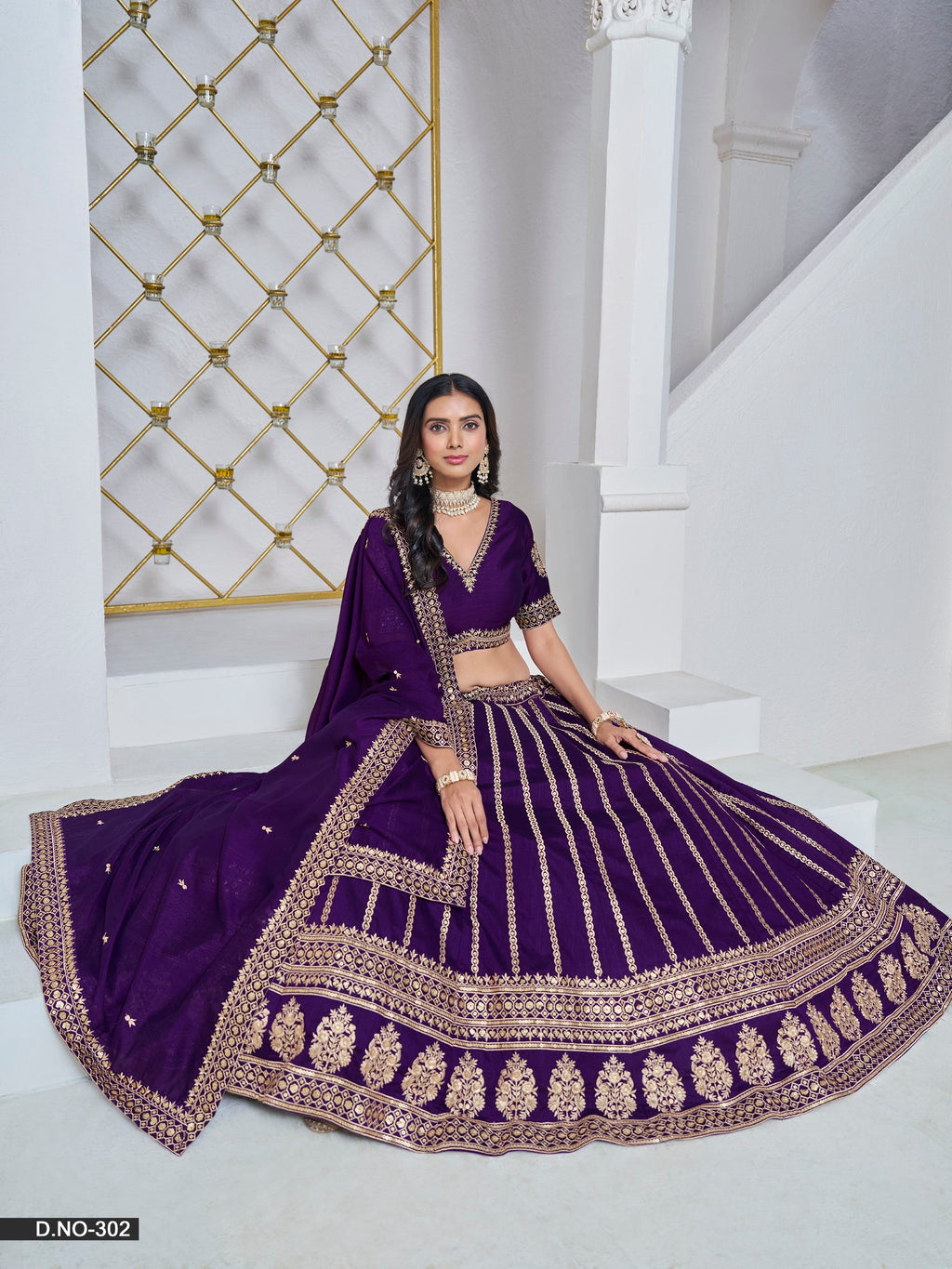 Anaita Purple Embroidered Art Silk Designer Lehenga With Blouse | Grocsy