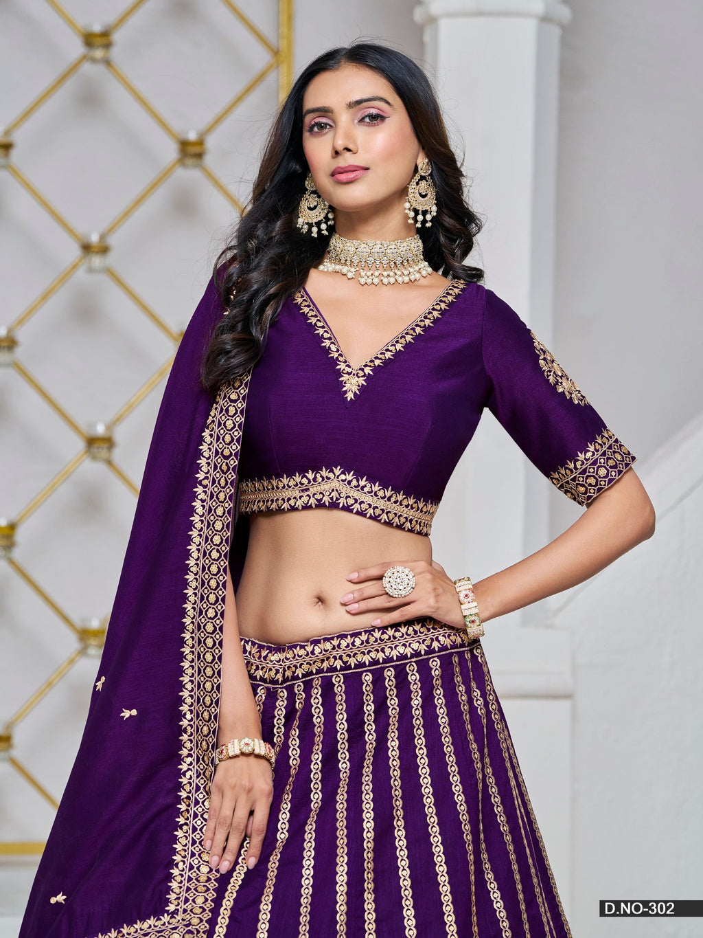 Anaita Purple Embroidered Art Silk Designer Lehenga With Blouse | Grocsy