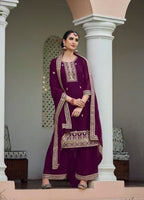 Anaita Purple Faux Georgette Suit With Embroidery & Sequence Work | Grocsy