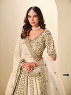 Anaita White Art Silk Lehenga Choli With Heavy Embroidery Work | Grocsy