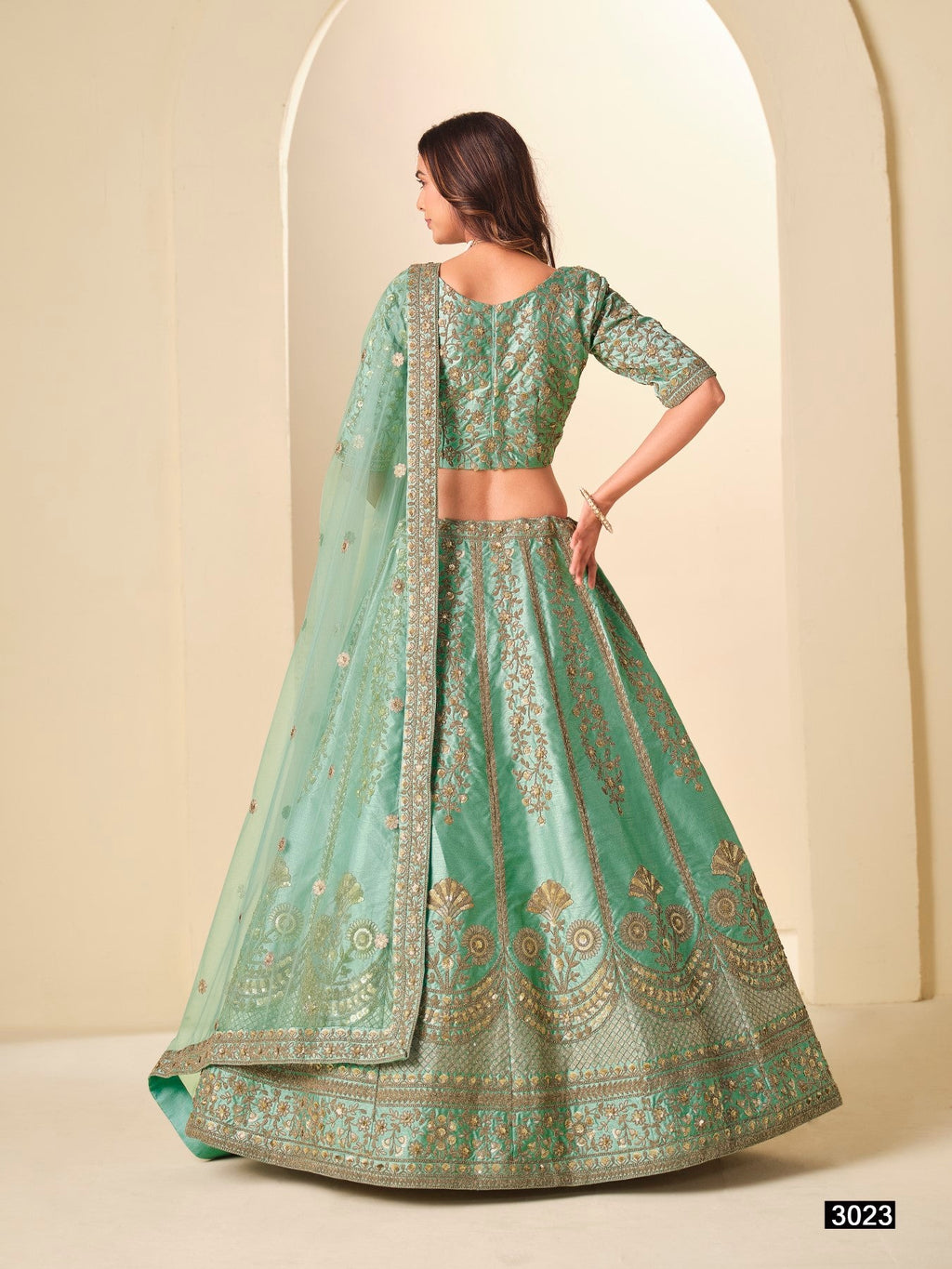 Anaita Sea Green Art Silk Lehenga Choli With Heavy Embroidery Work | Grocsy