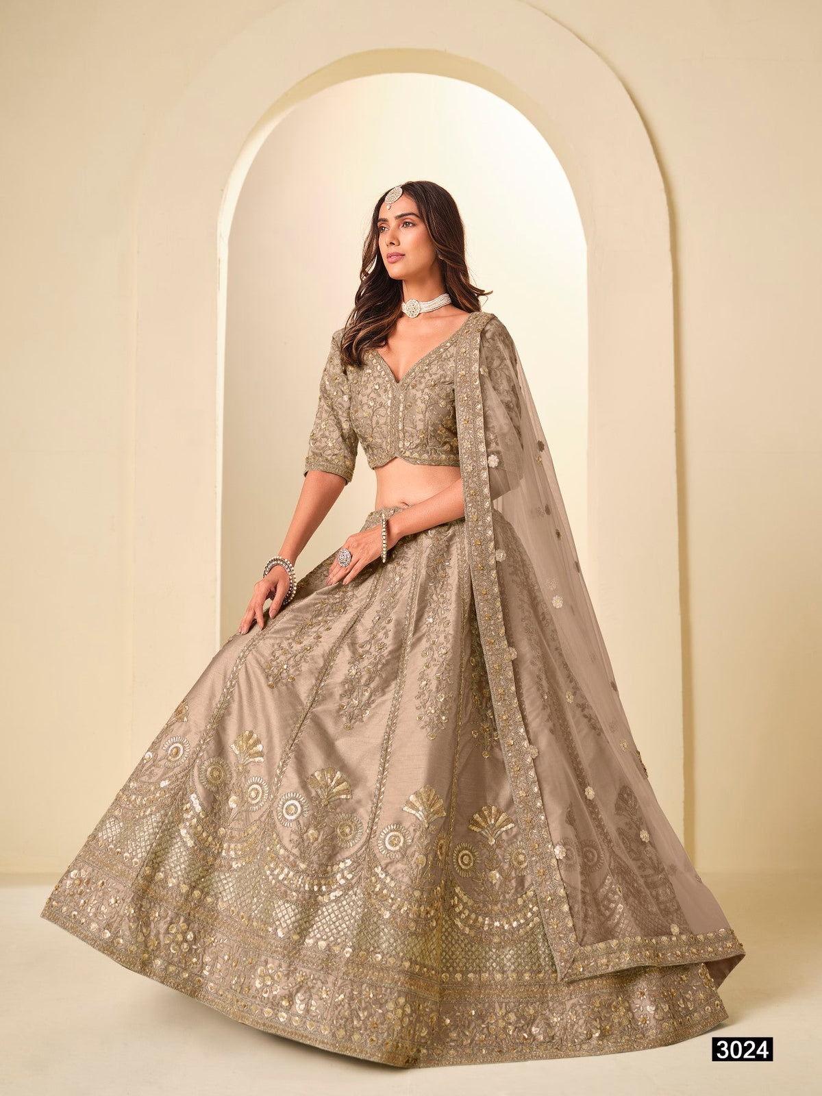 Anaita Brown Art Silk Lehenga Choli With Heavy Embroidery Work | Grocsy