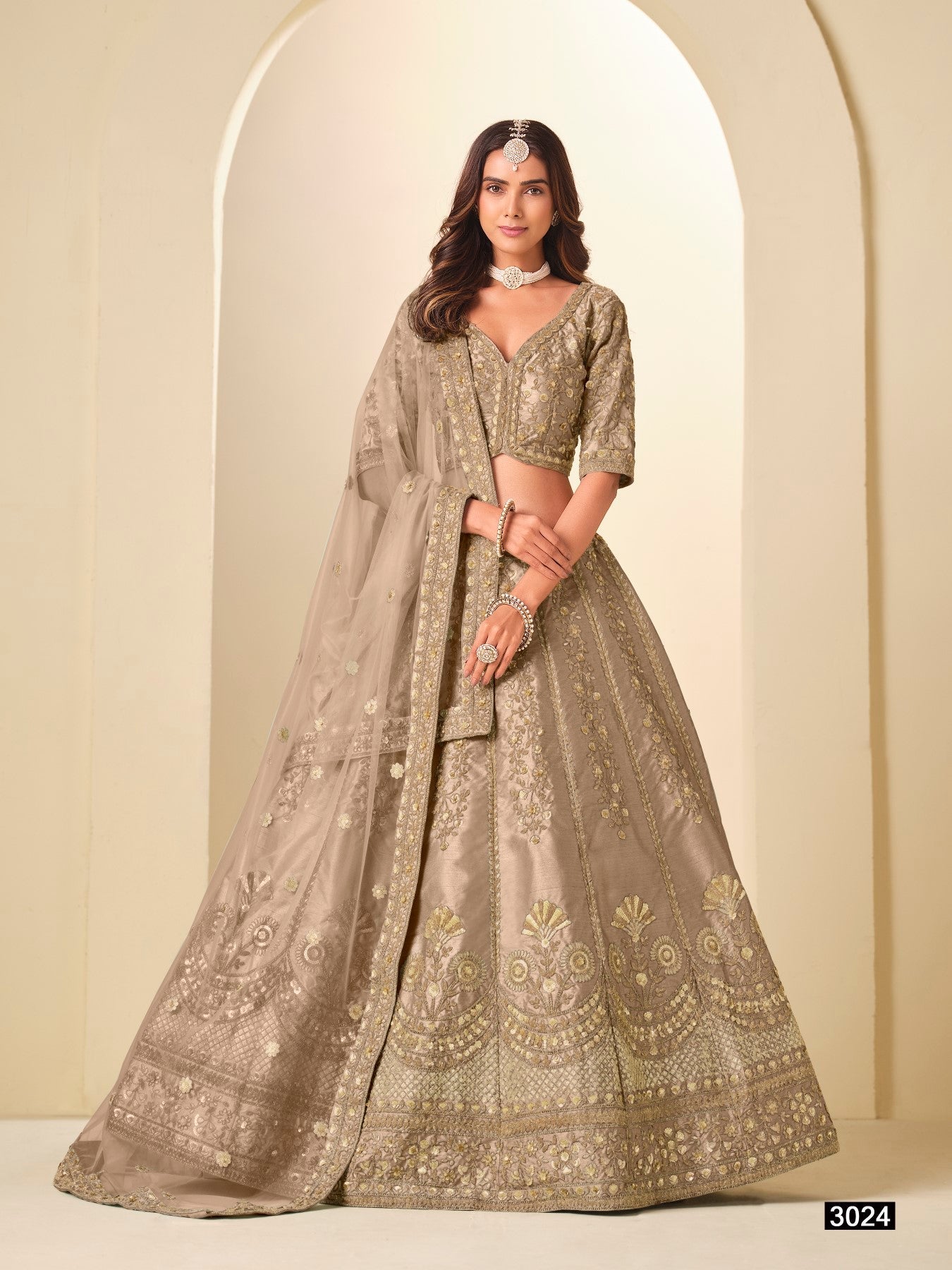 Anaita Brown Art Silk Lehenga Choli With Heavy Embroidery Work | Grocsy