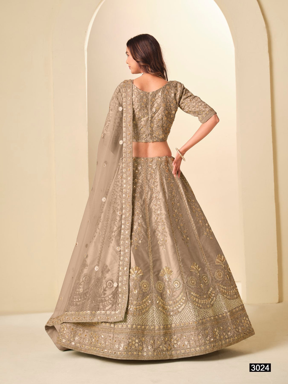 Anaita Brown Art Silk Lehenga Choli With Heavy Embroidery Work | Grocsy