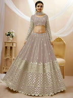 Tulsi Art Magnetic Grey Zari Work Georgette Reception Wear Lehenga Choli | Grocsy