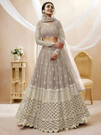 Tulsi Art Magnetic Grey Zari Work Georgette Reception Wear Lehenga Choli | Grocsy