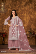 Anaita Purple Embroidered Net Plazzo Suit | Grocsy