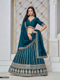 Anaita Teal Embroidered Art Silk Designer Lehenga With Blouse | Grocsy