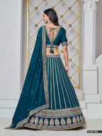 Anaita Teal Embroidered Art Silk Designer Lehenga With Blouse | Grocsy
