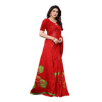 Vamika Printed Jute Silk Red Saree (Elisa Red) | Grocsy