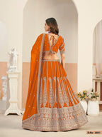 Anaita Orange Faux Georgette Lehenga Choli With Sequence Work | Grocsy