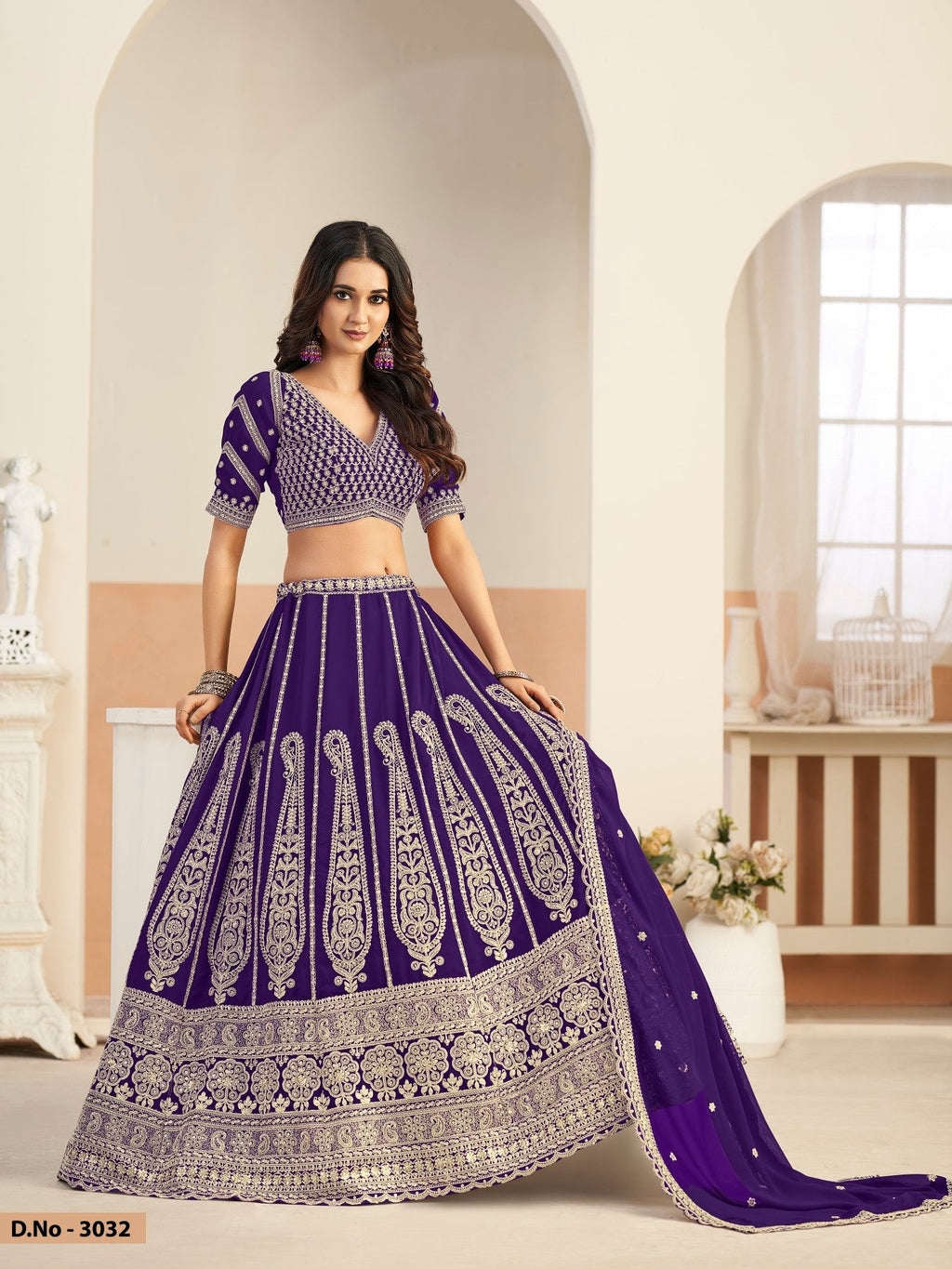 Anaita Violet Faux Georgette Lehenga Choli With Sequence Work | Grocsy