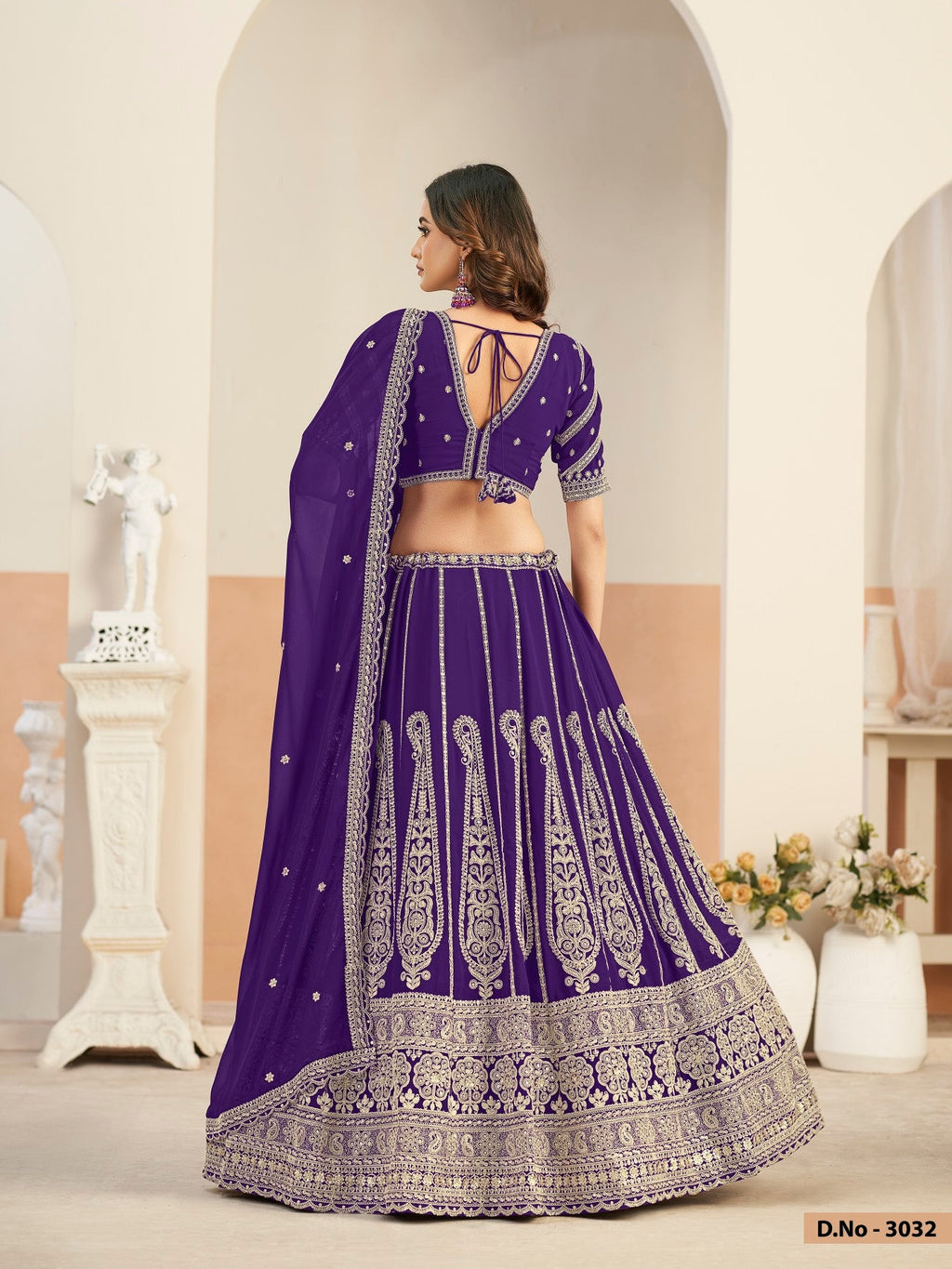 Anaita Violet Faux Georgette Lehenga Choli With Sequence Work | Grocsy