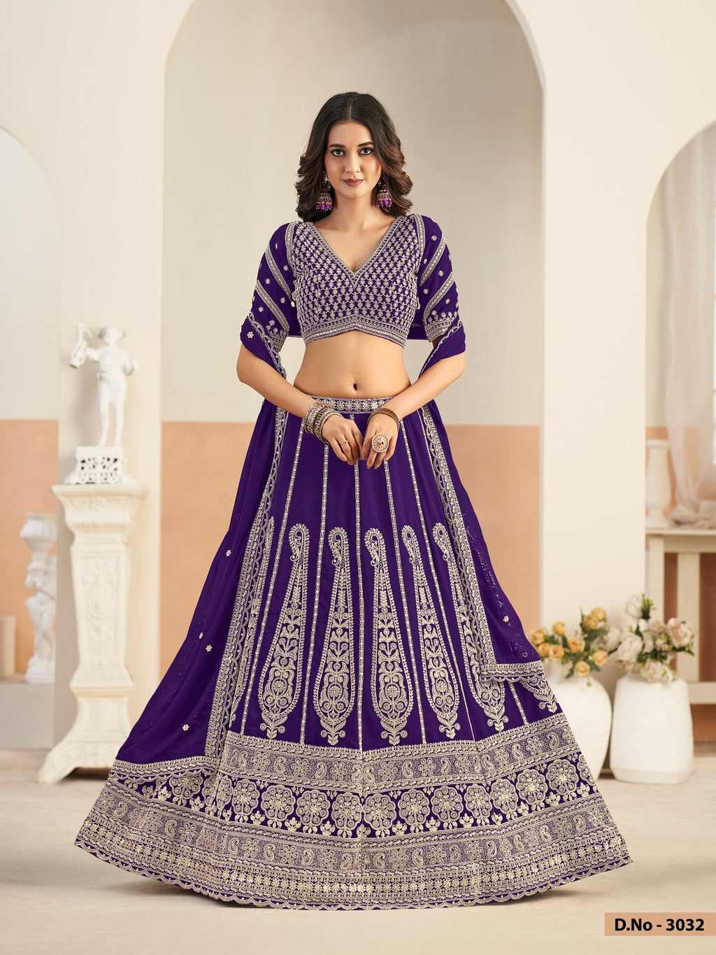 Anaita Violet Faux Georgette Lehenga Choli With Sequence Work | Grocsy