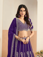 Anaita Violet Faux Georgette Lehenga Choli With Sequence Work | Grocsy