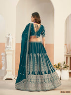 Anaita Teal Green Faux Georgette Lehenga Choli With Sequence Work | Grocsy